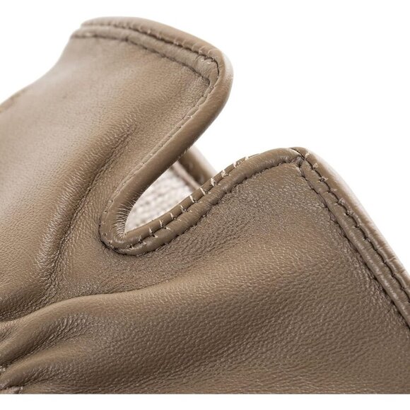 Women's Genuine Sheepskin Leather Gloves Winter Warm Driving Dress Gloves Beige - Picture 6 of 7